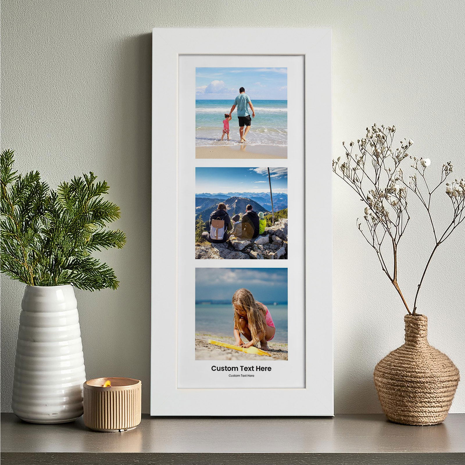 custom portrait photo triple image personalised text