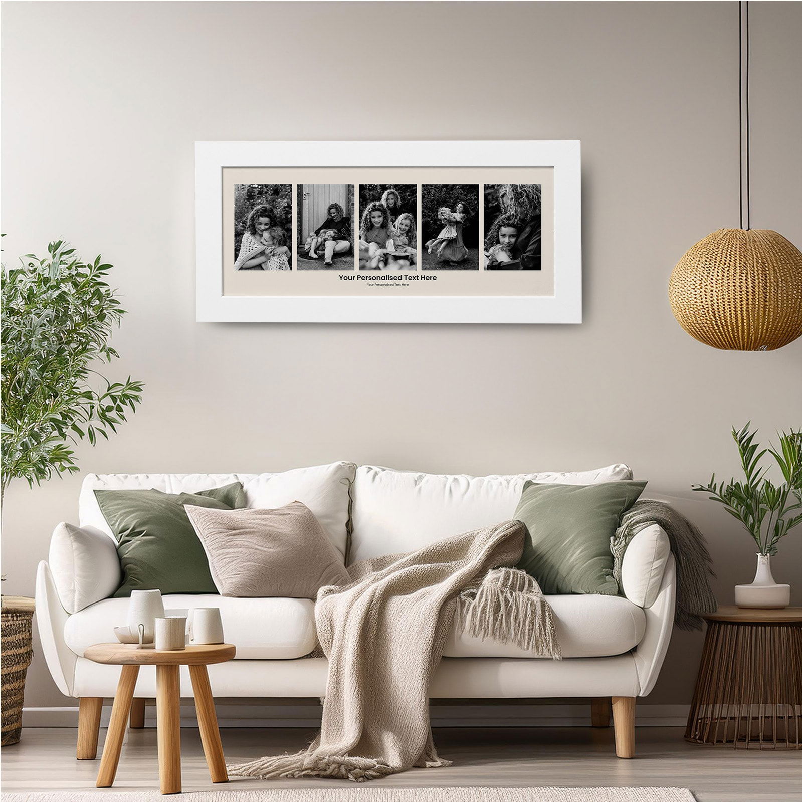 personalised photo picture panoramic 5 images with text