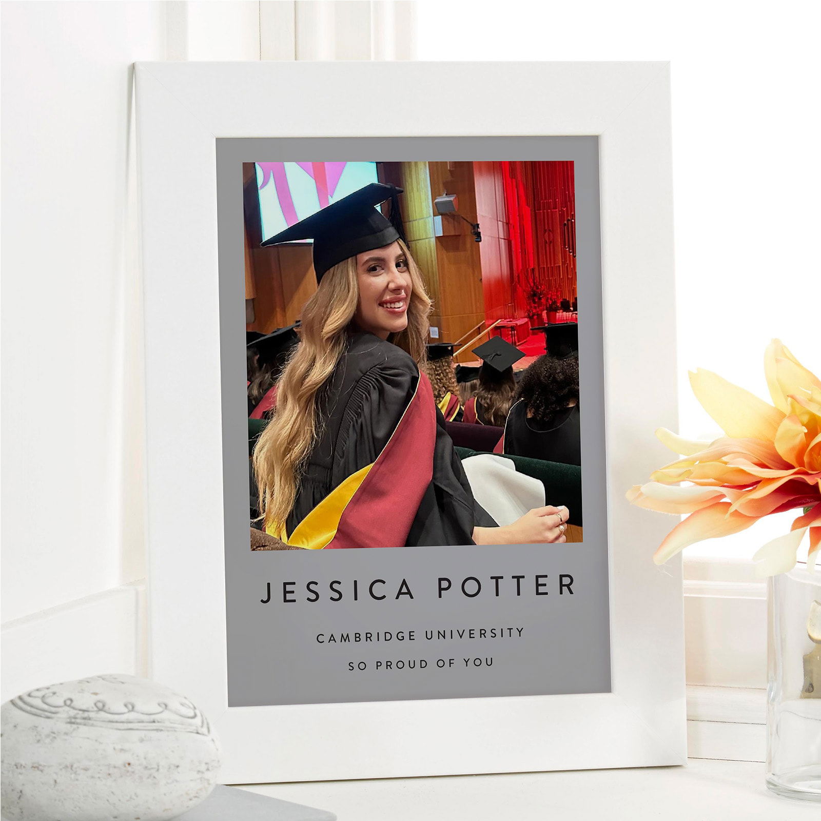 graduation photo with custom text framed