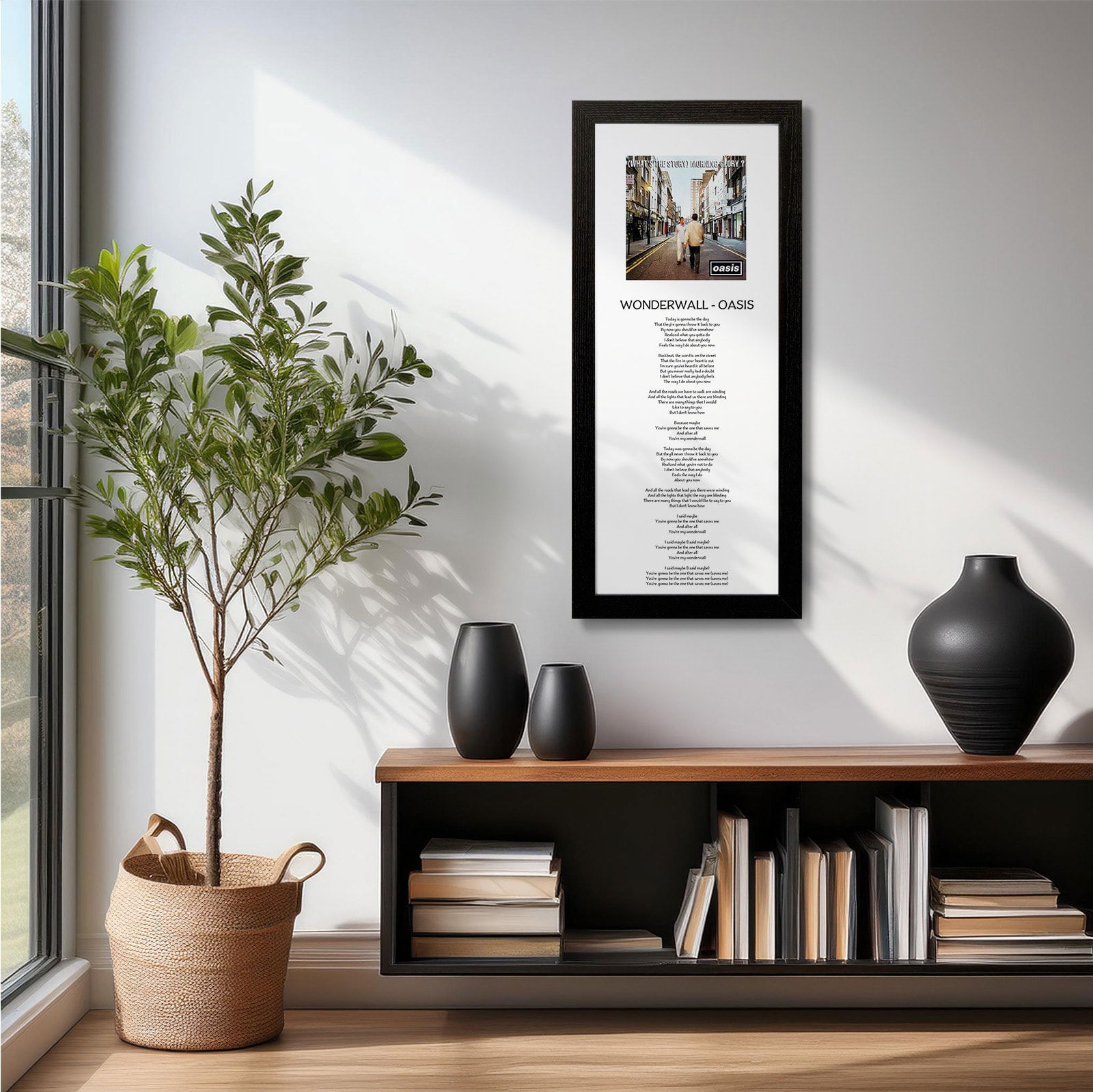 song lyrics print with album cover artwork lounge