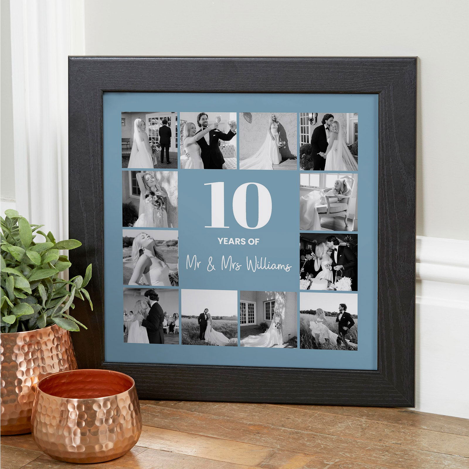 Personalised anniversary photo montage with text, an ideal gift
