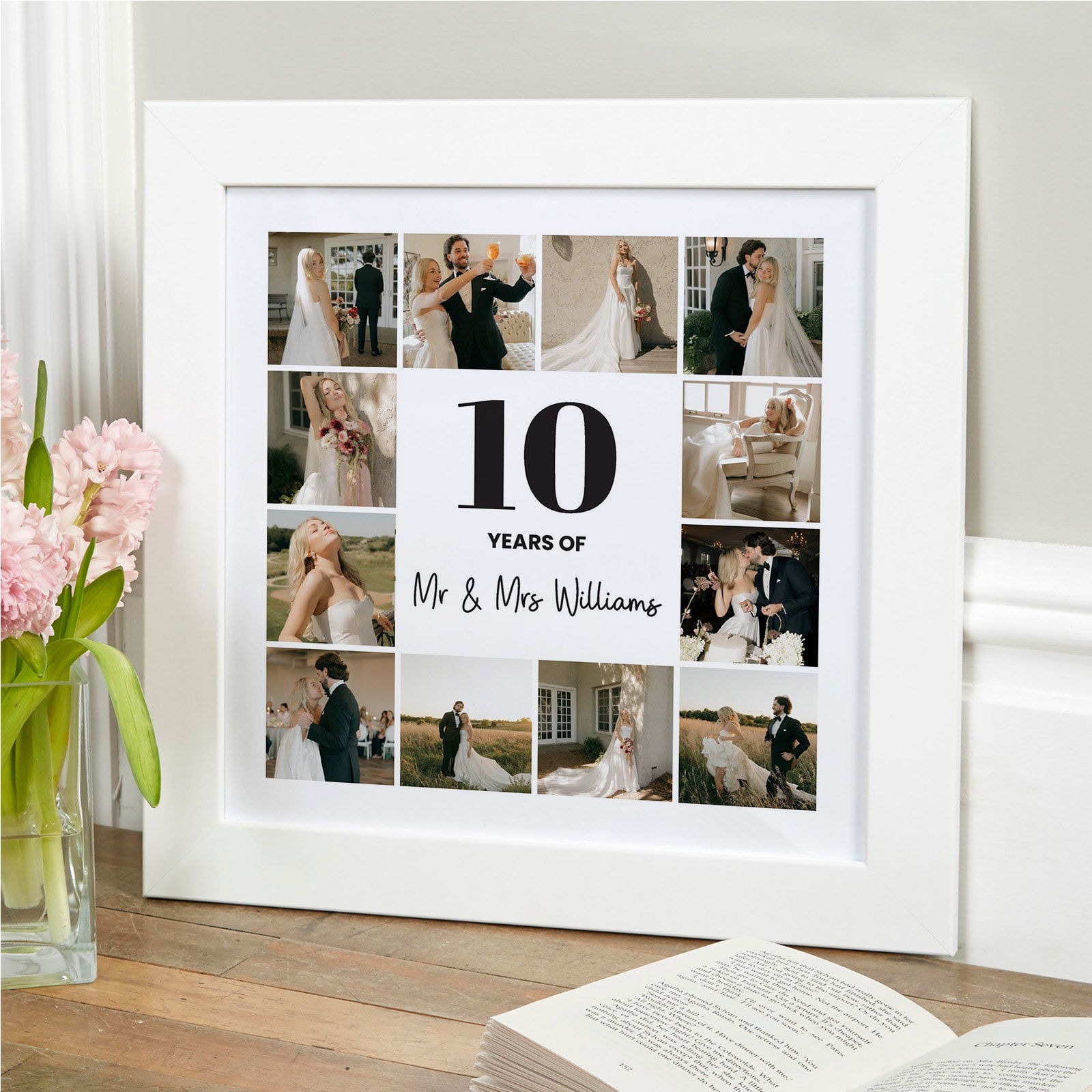 Framed photo collage print for anniversary gift ideas with personal touches