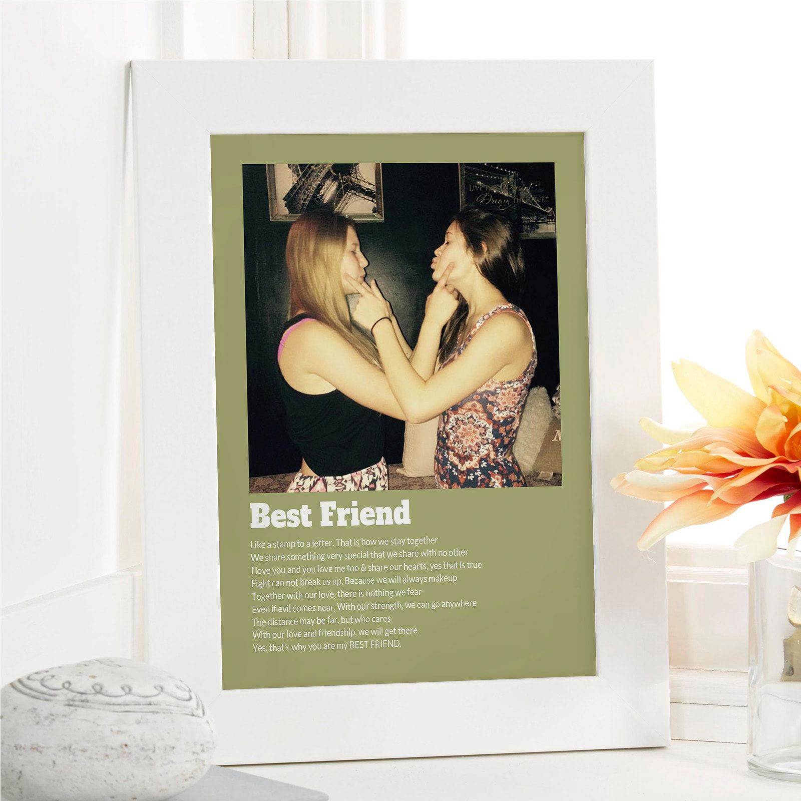 best friend gift custom photo canvas with verse text