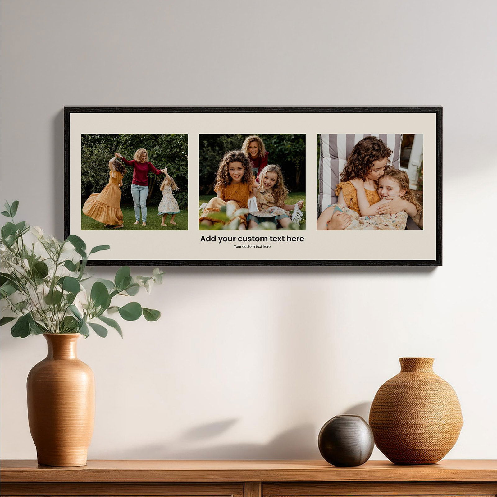 photo picture with 3 images & custom text box frame