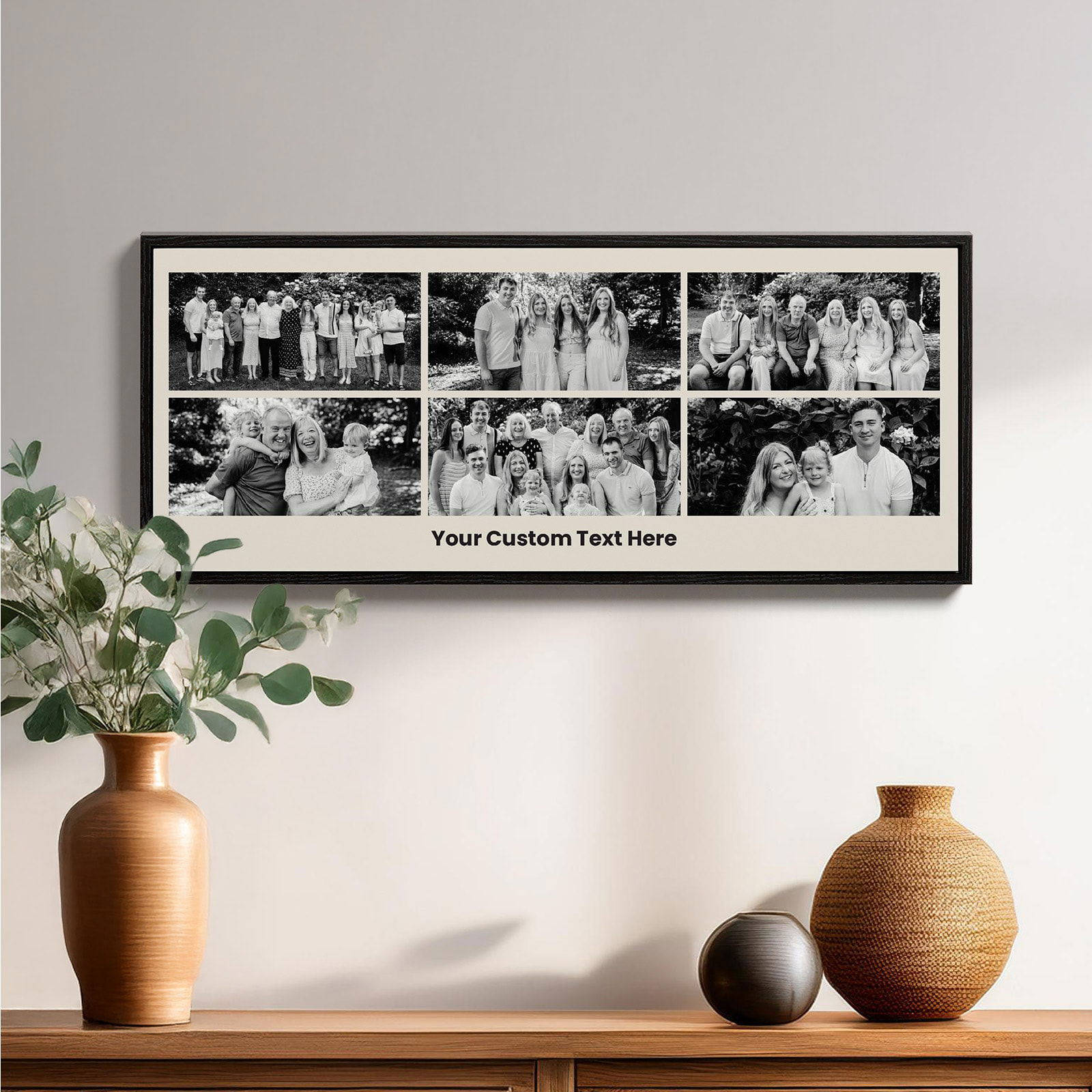 6 photo panoramic box frame with custom text
