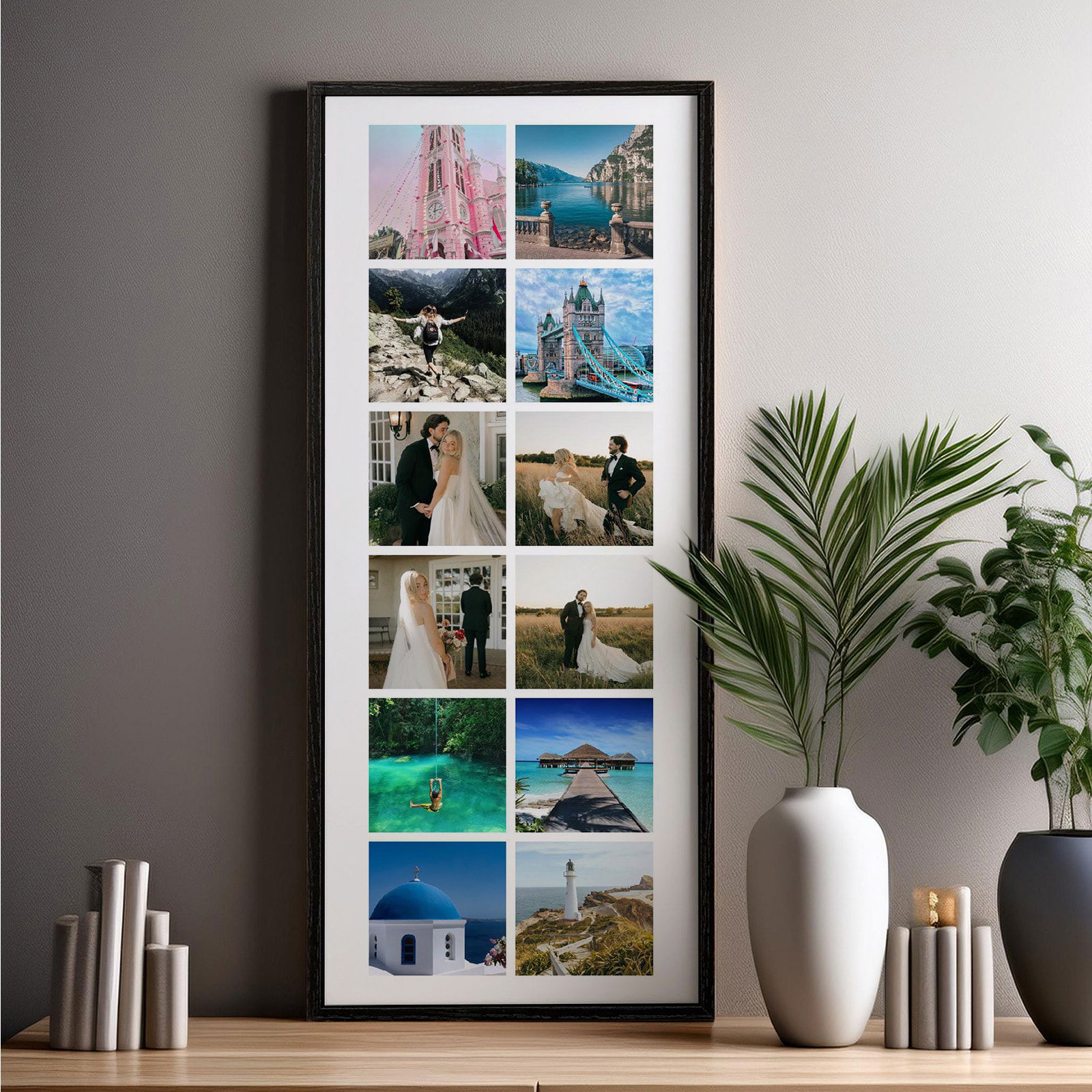 multiple photo grid tall portrait box frame
