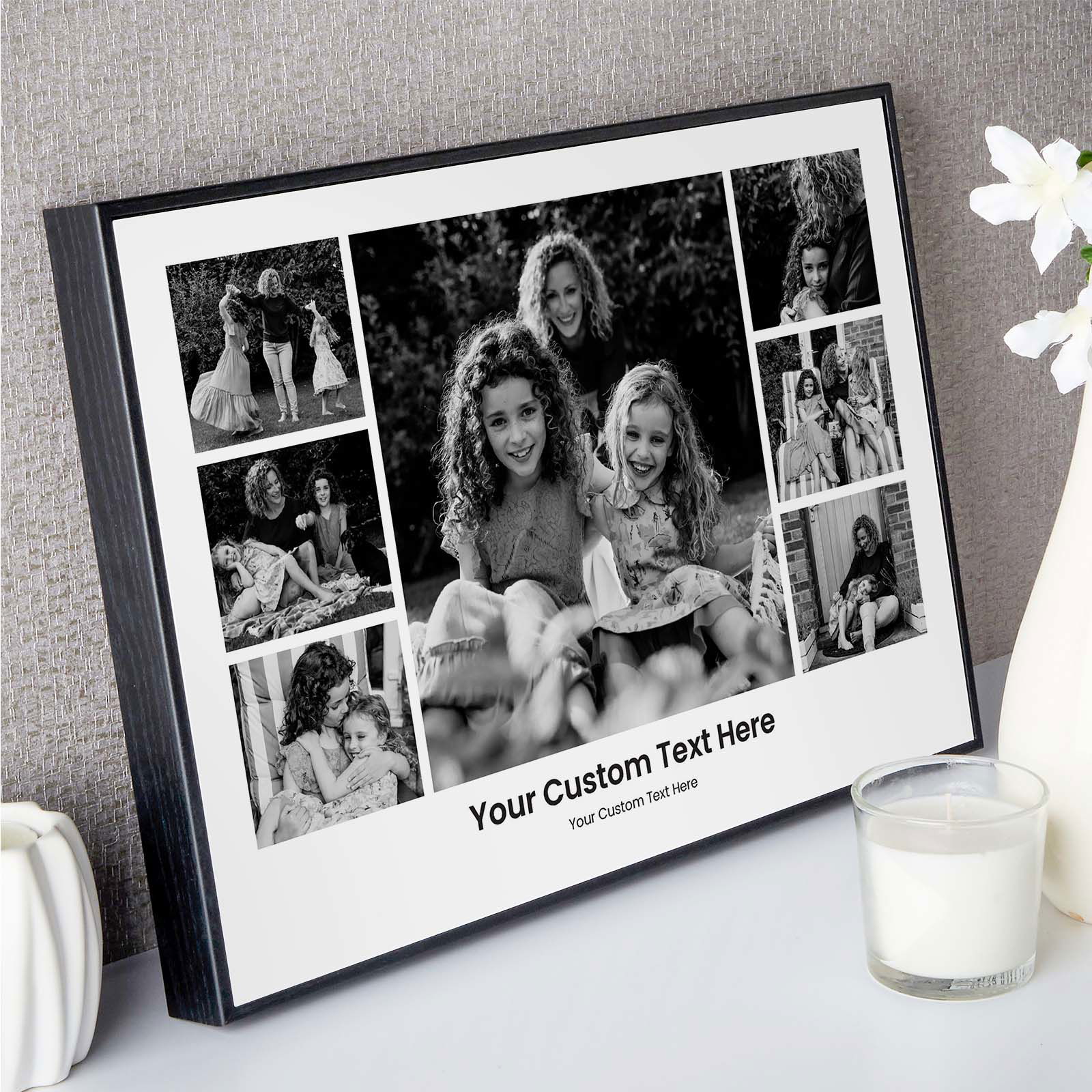 custom photo montage with text box frame