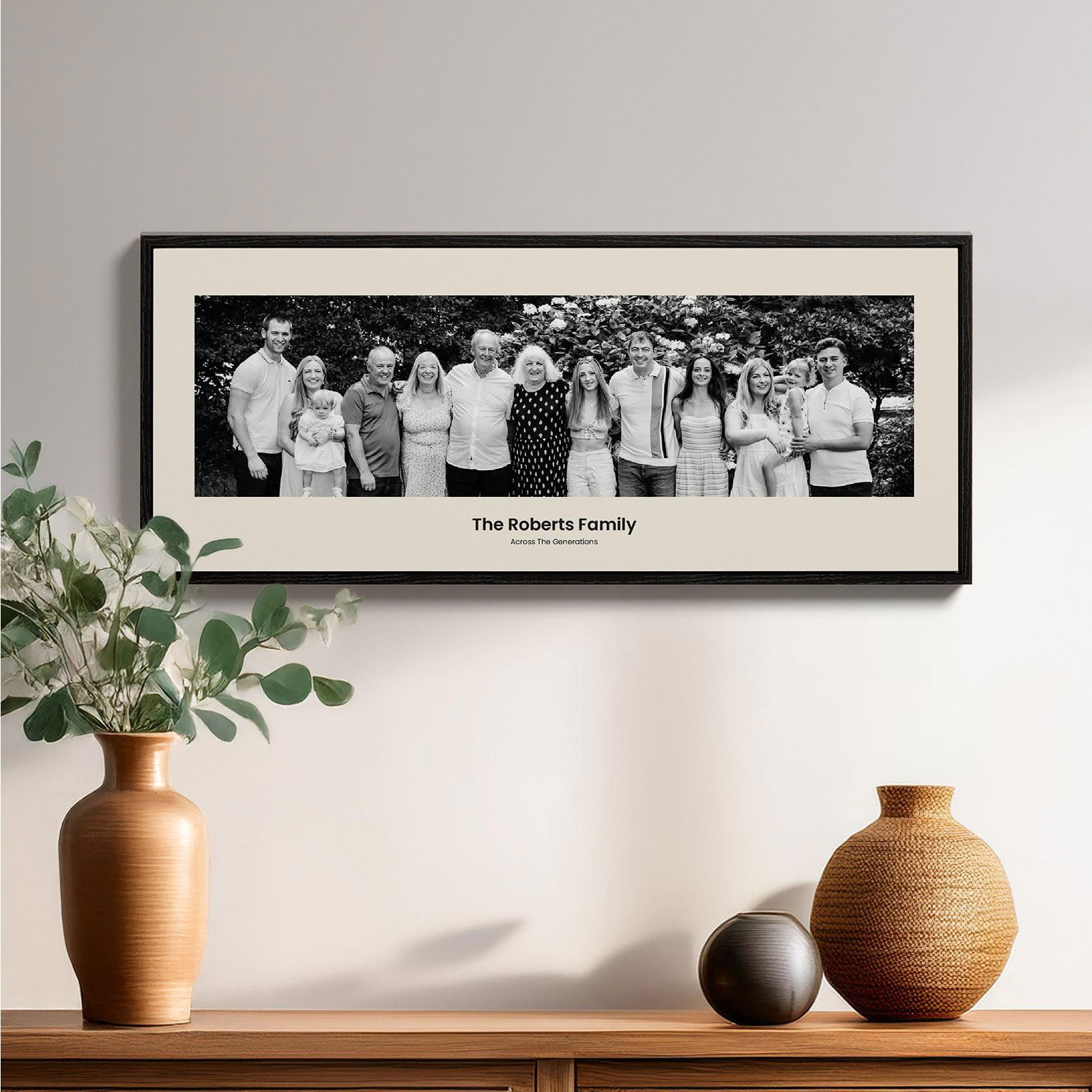 panoramic photo picture print with custom text box frame