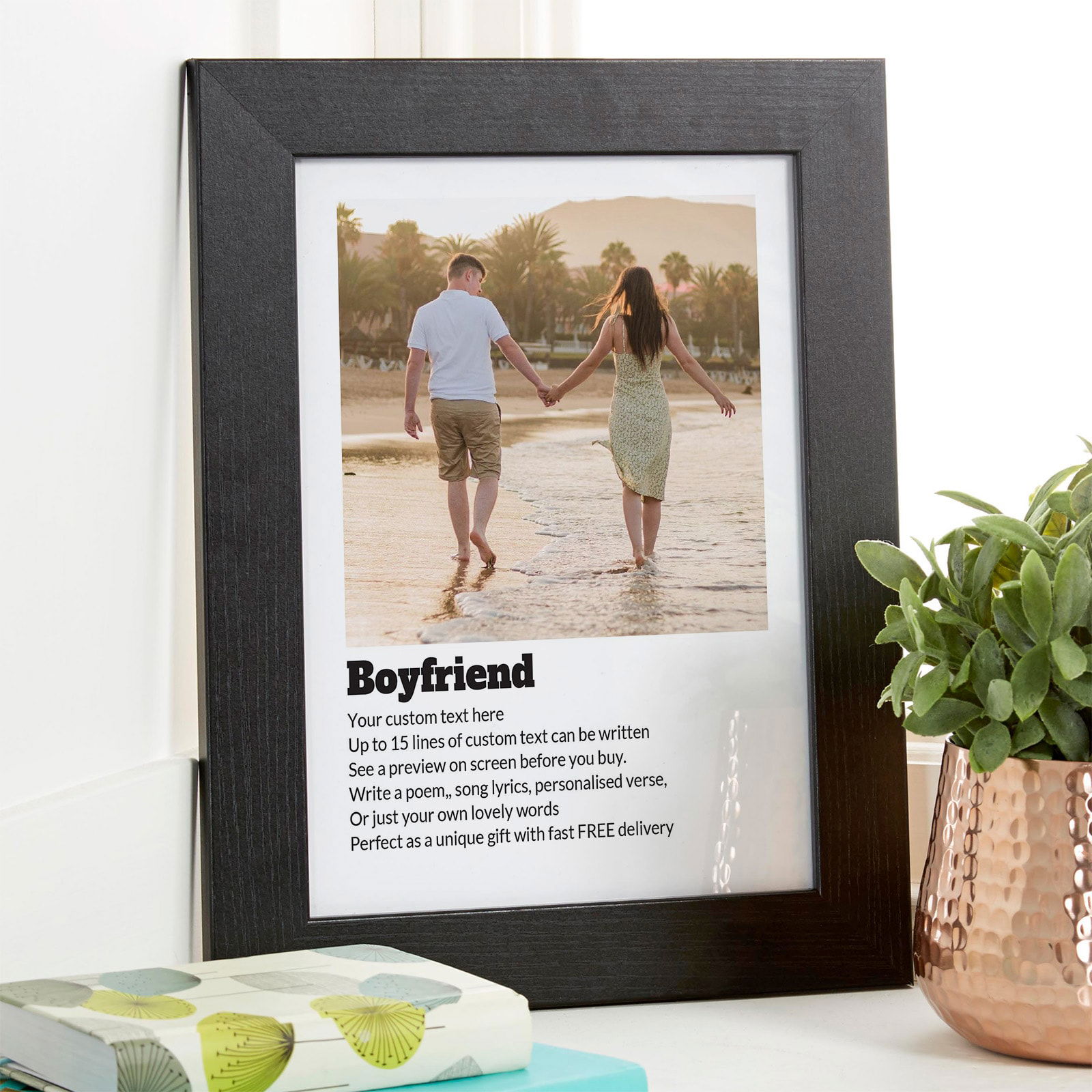 boyfriend gift custom photo canvas with verse text