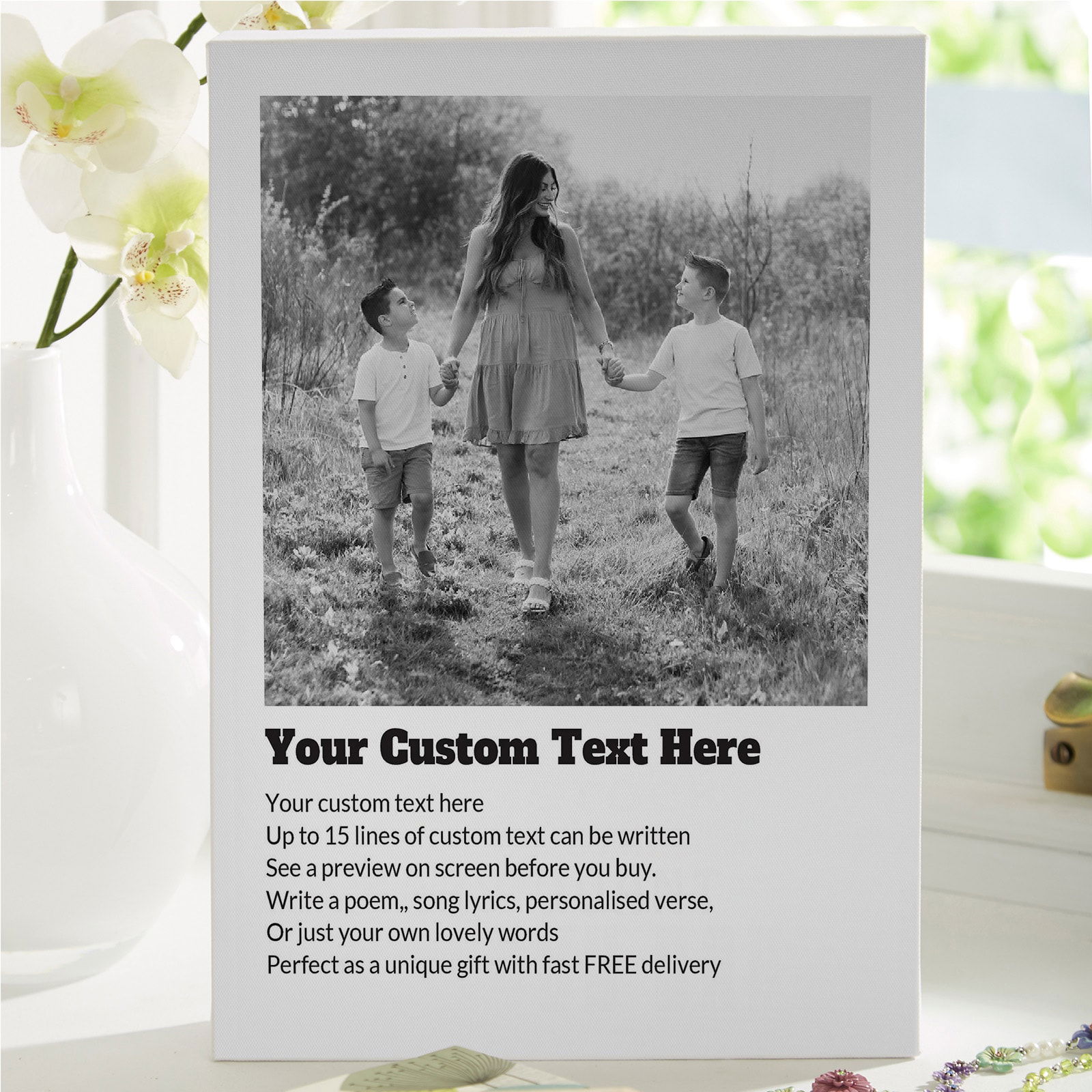 photo canvas with custom text