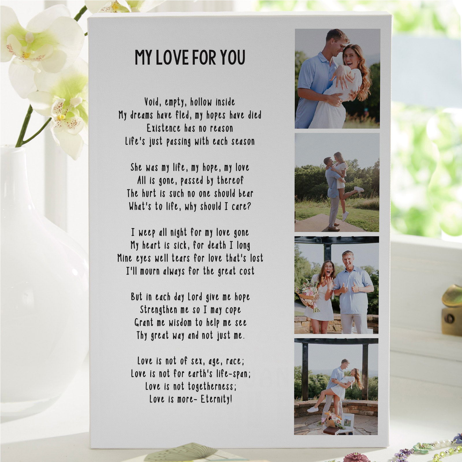personalised poem and photo canvas print gift