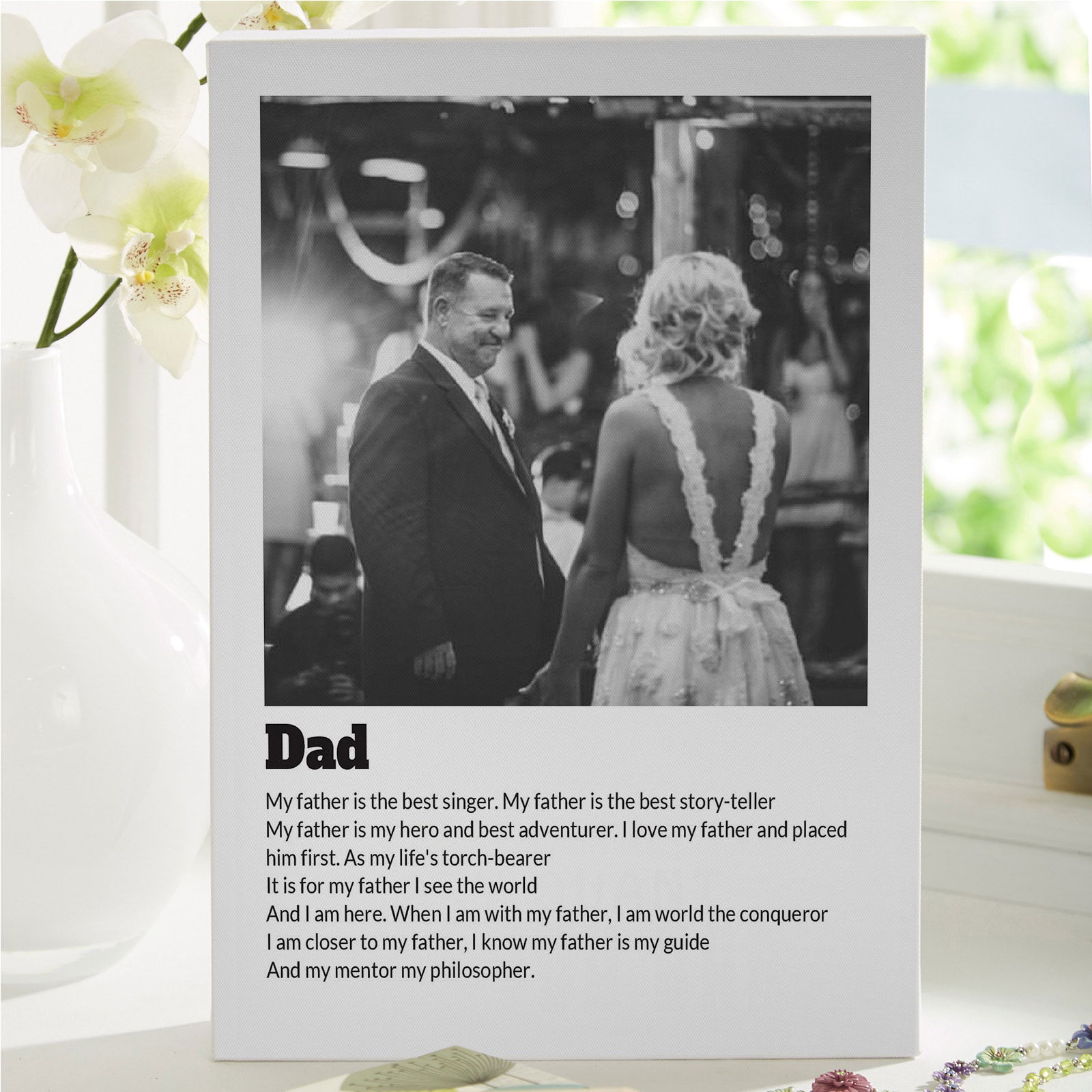 dad gift custom photo canvas with verse text