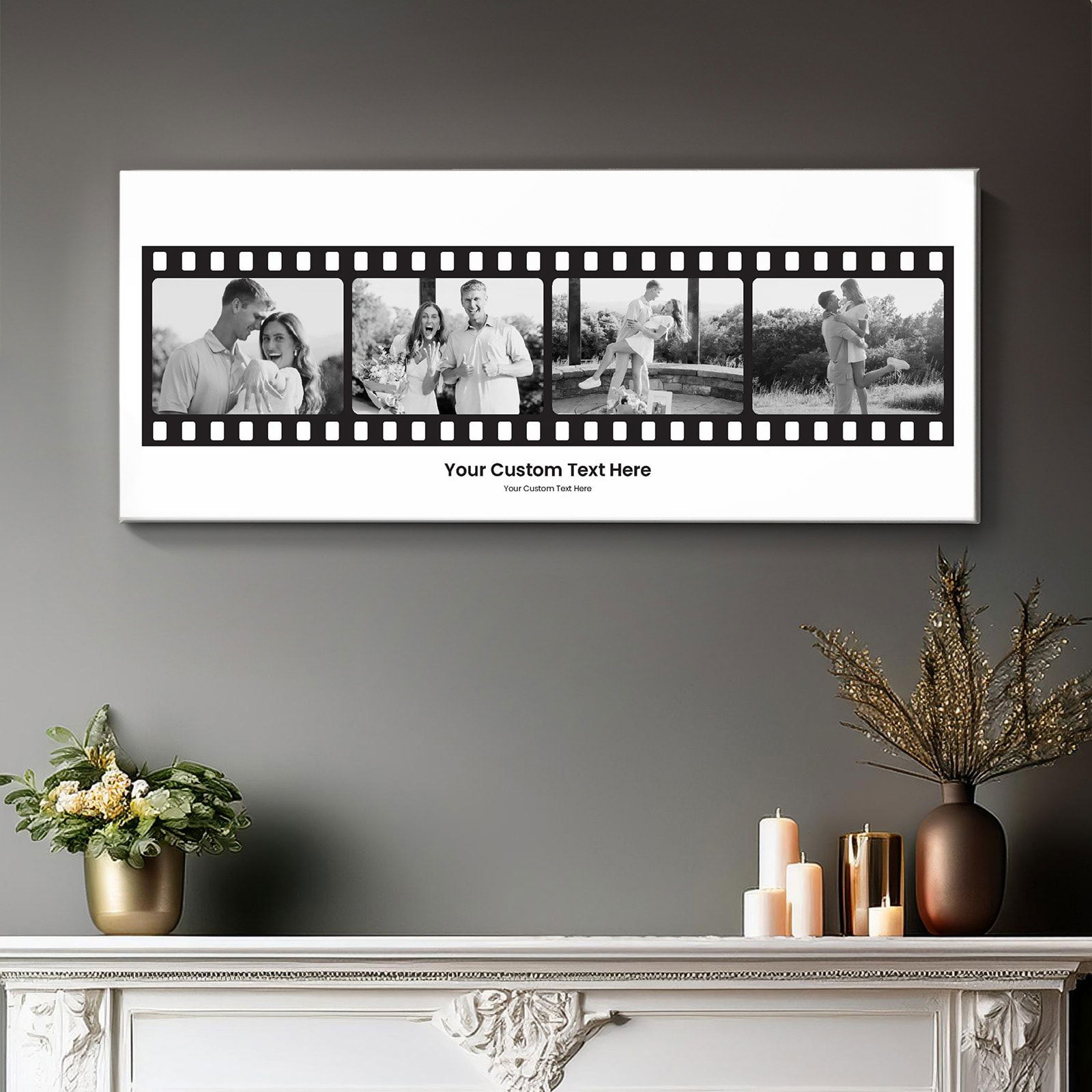 film strip photo canvas with custom text