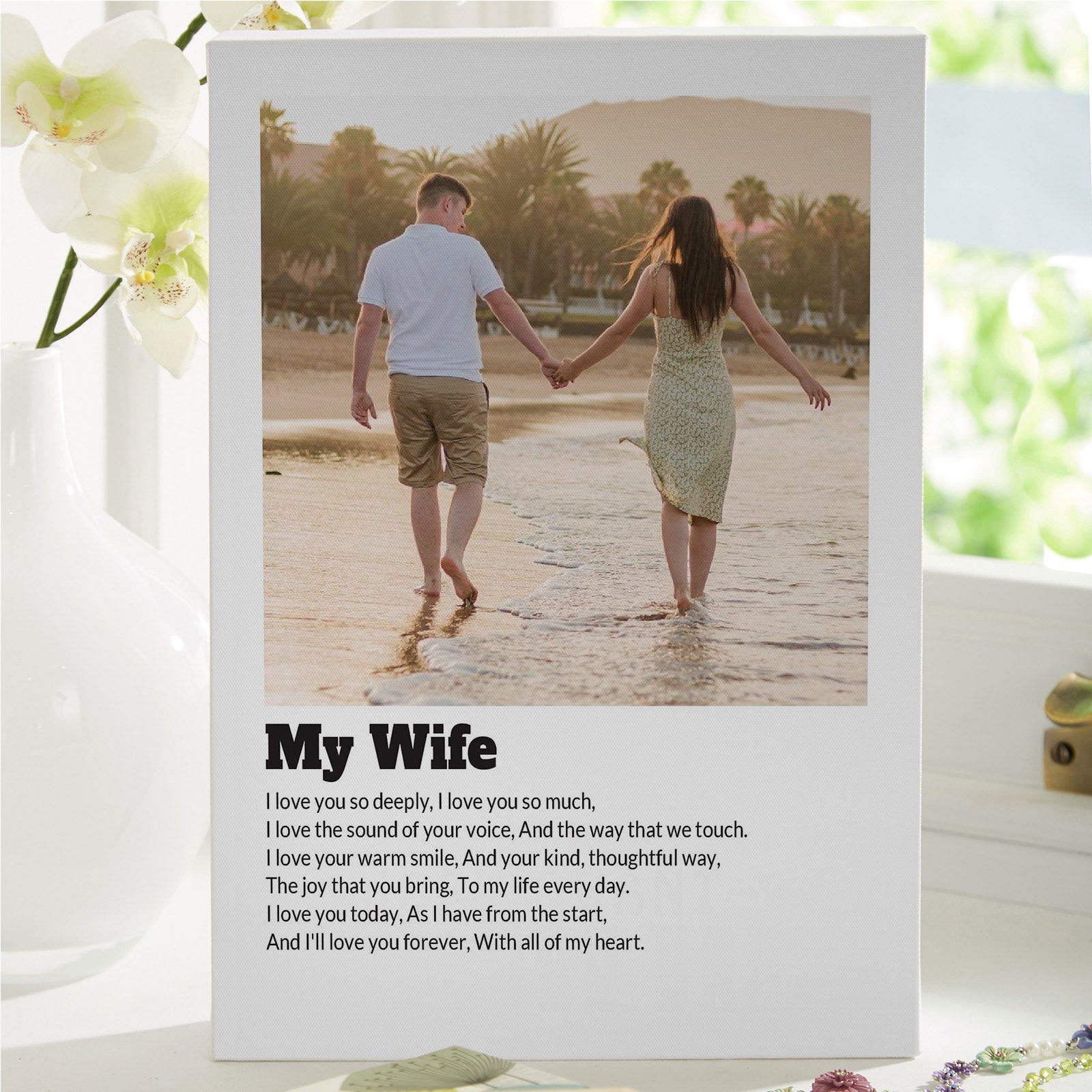 wife gift custom photo canvas with verse text