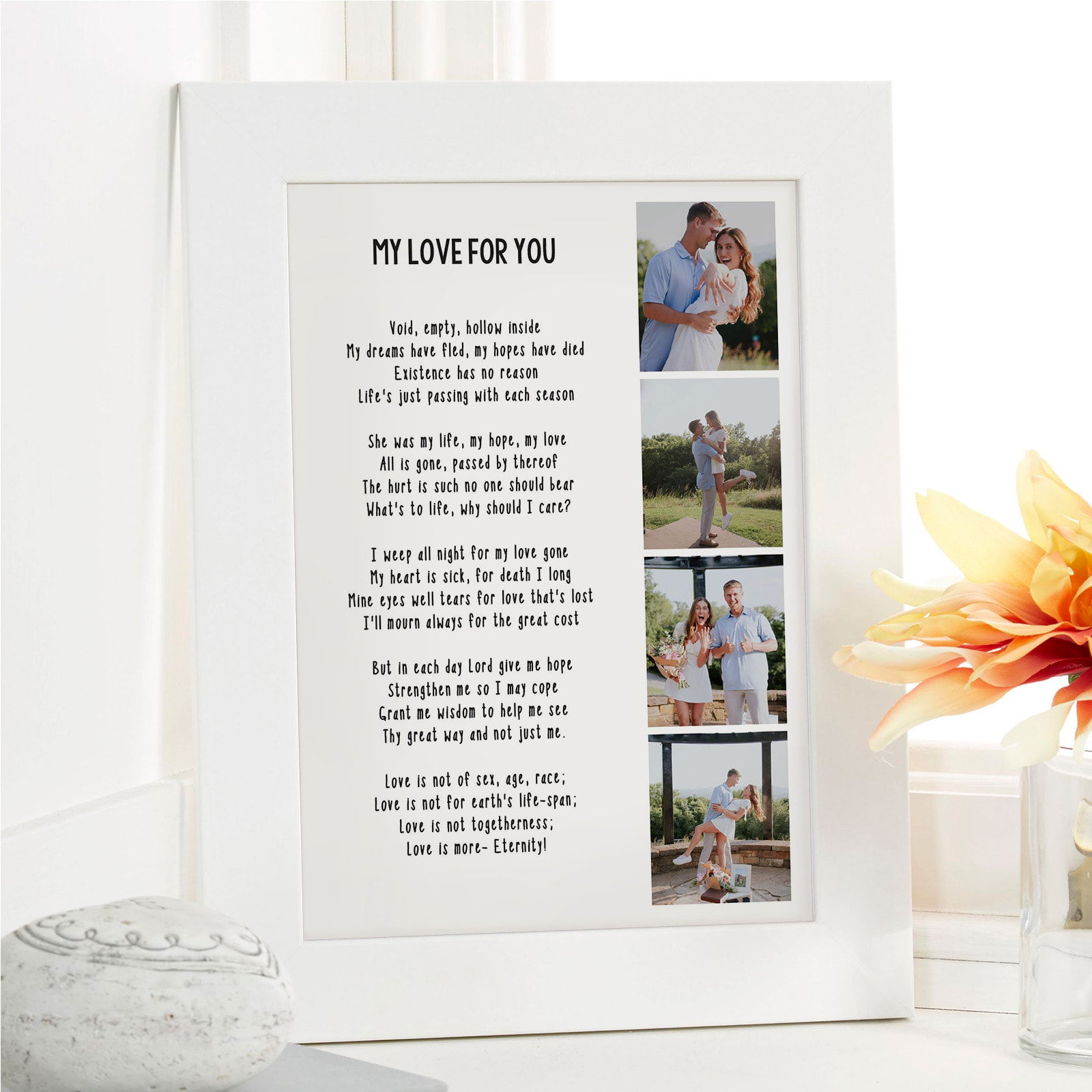 photo & personalised poem framed print