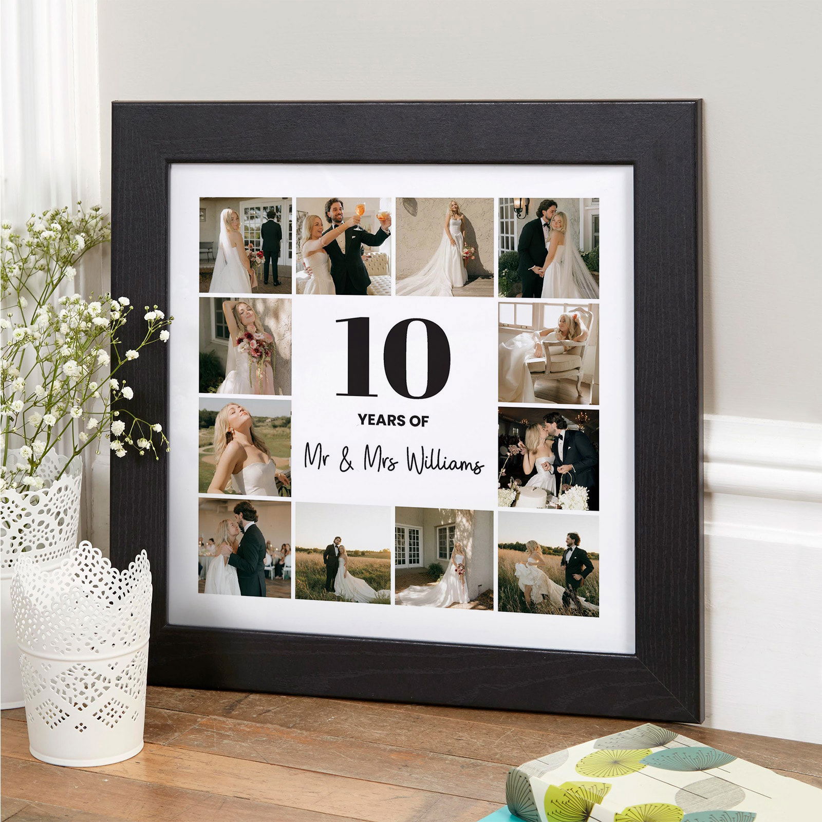 Custom anniversary wall art print with personalised text, a perfect gift