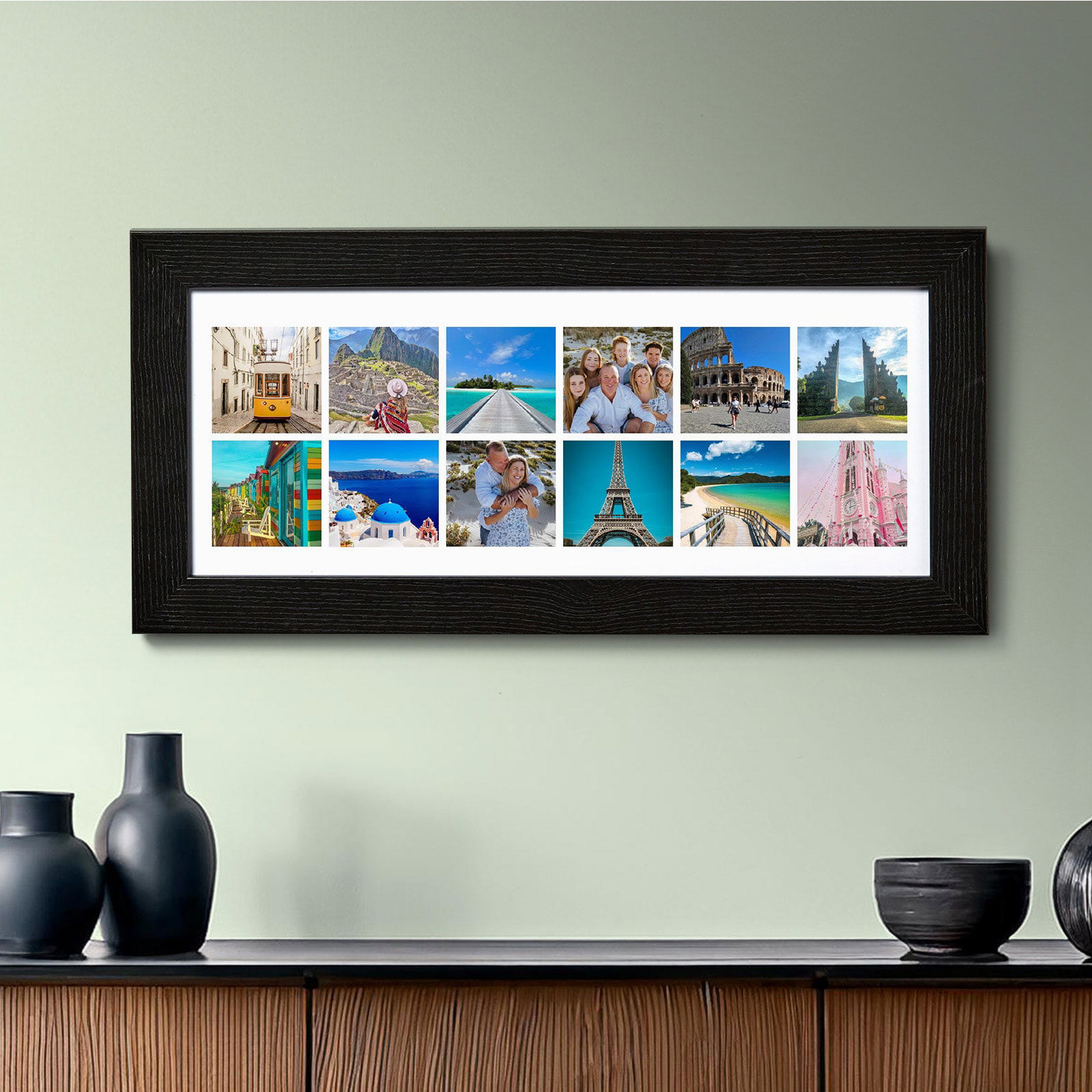 custom photo grid panoramic black frame