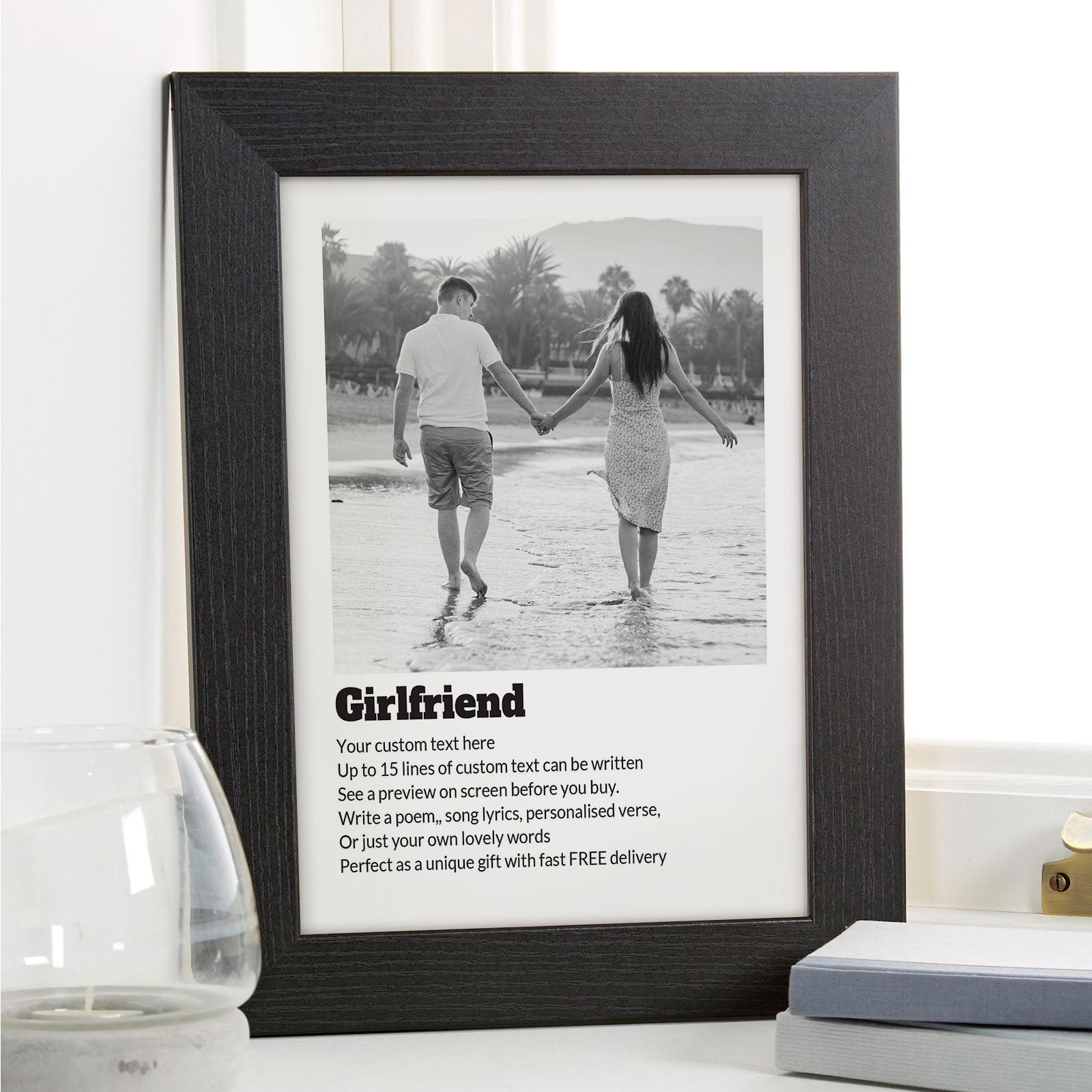 girlfriend gift custom photo canvas with verse text