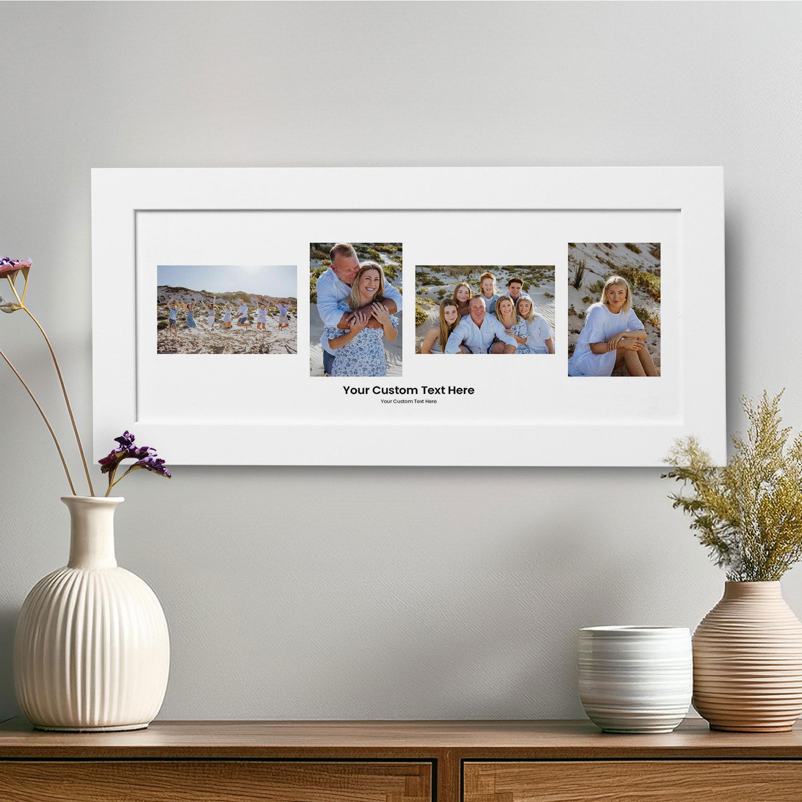 4 photo print white frame personalised text