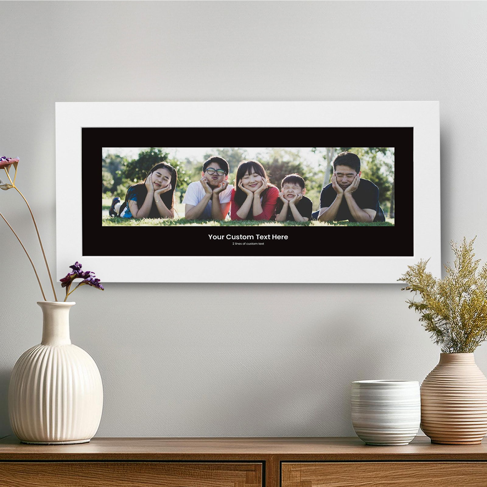 framed panoramic photo wall art picture with custom text