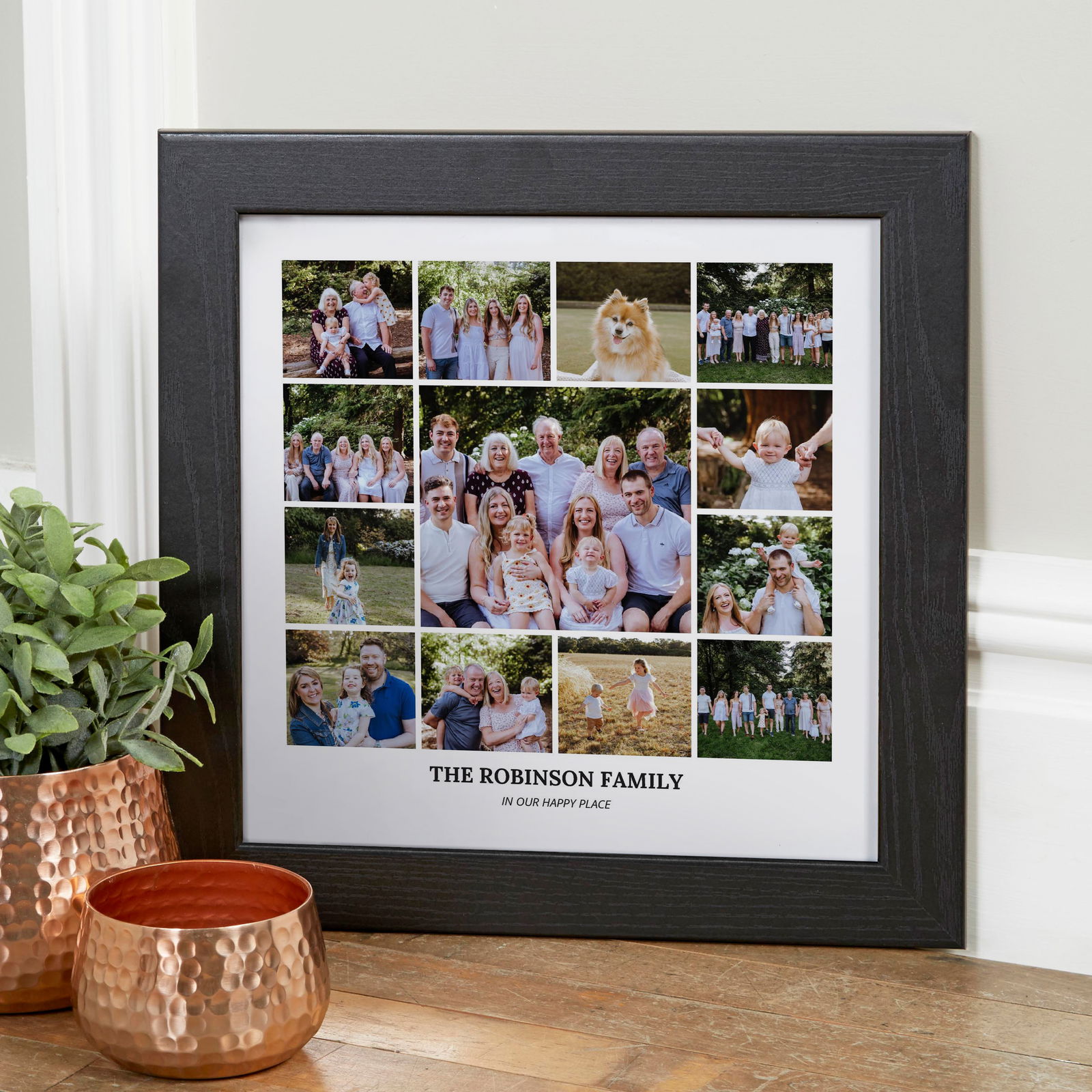 custom framed photo collage with text