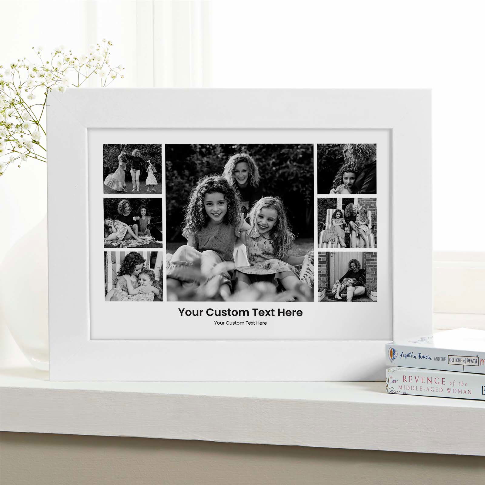 7 photo picture custom text white frame