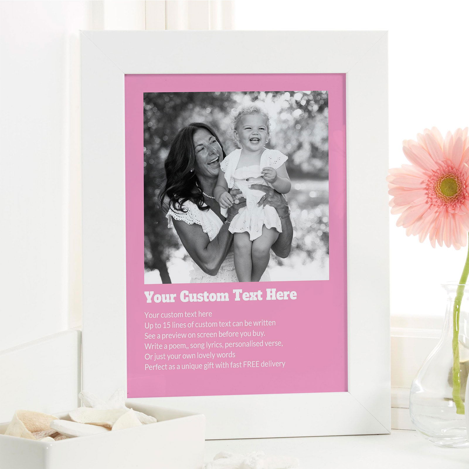 photo print with personalised poem text print 