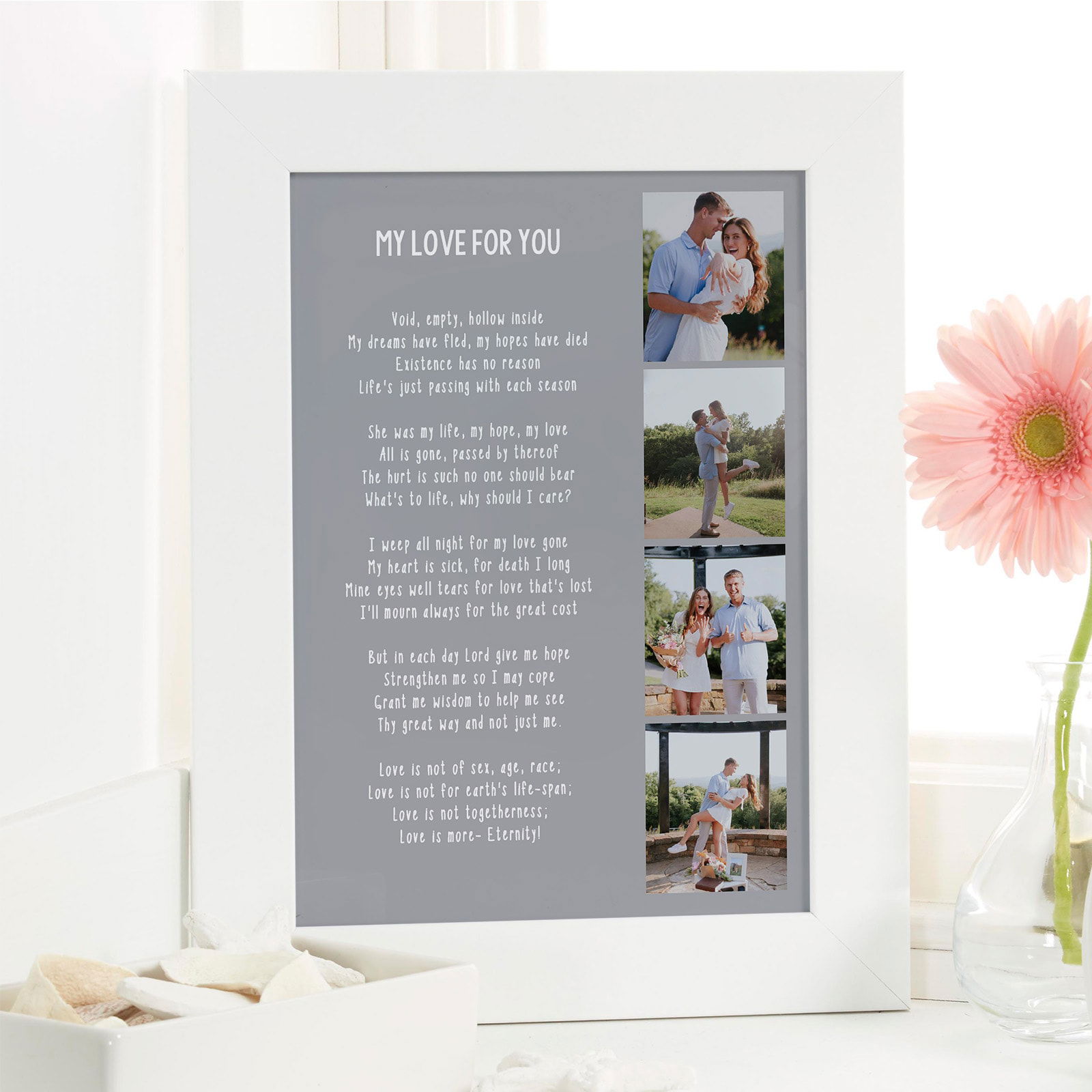 personalised poem photo picture white frame