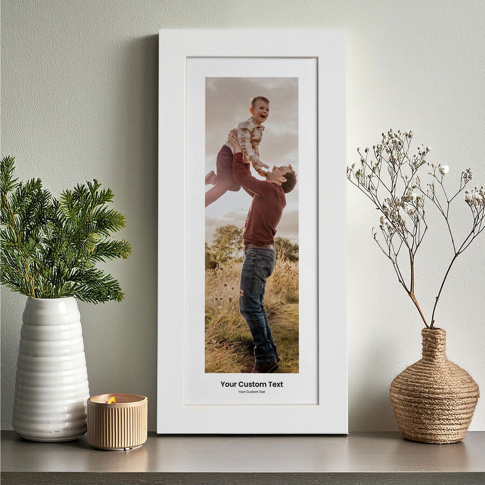 slim custom photo print with personalised text