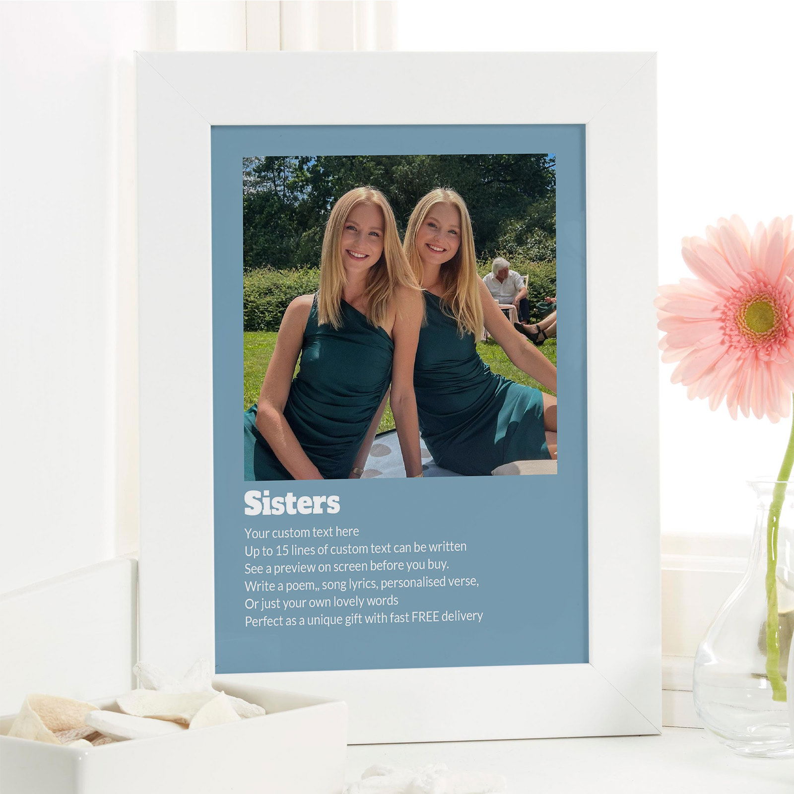 sister gift custom photo canvas with verse text