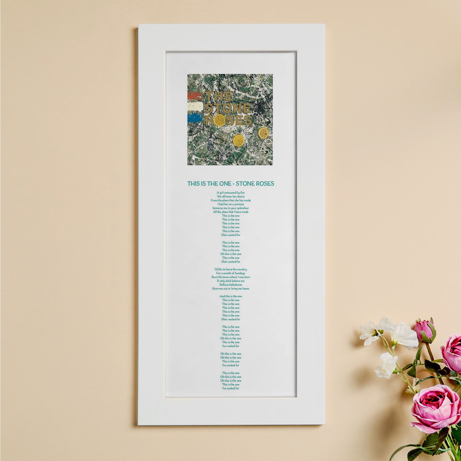 custom song lyrics picture print white frame
