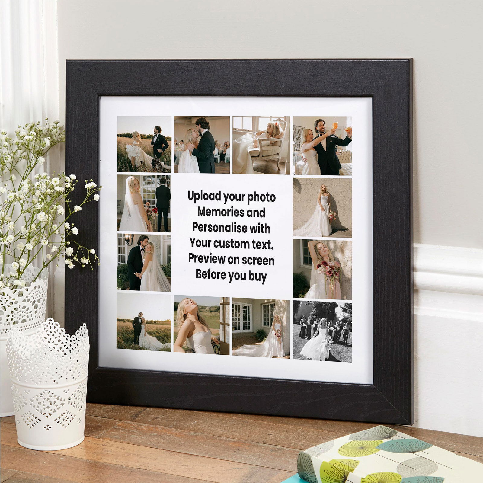 custom text & photo picture framed