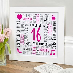 16th birthday present for daughter custom word picture