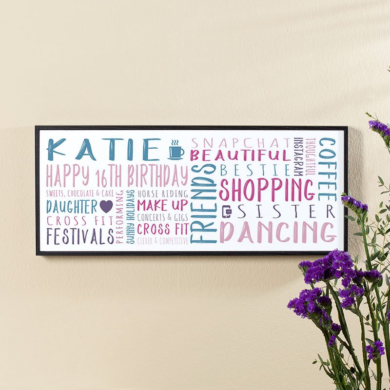 16th birthday gift ideas for girls wall art personalised panoramic print