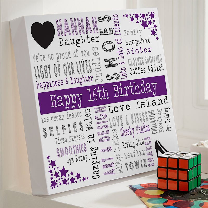 personalised 16th birthday gift for girls unique picture print square corner