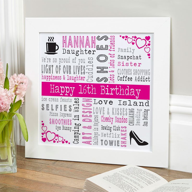 16th birthday unique present ideas for girls personalised square corners