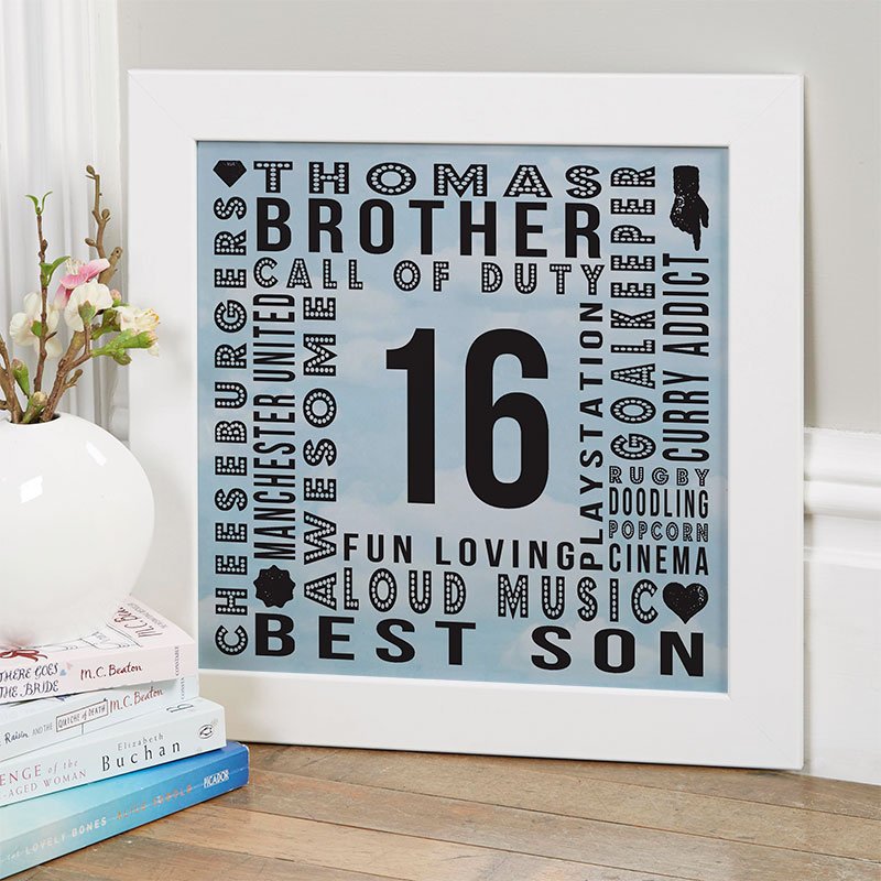 unique boys 16th birthday gift personalised word picture year of birth