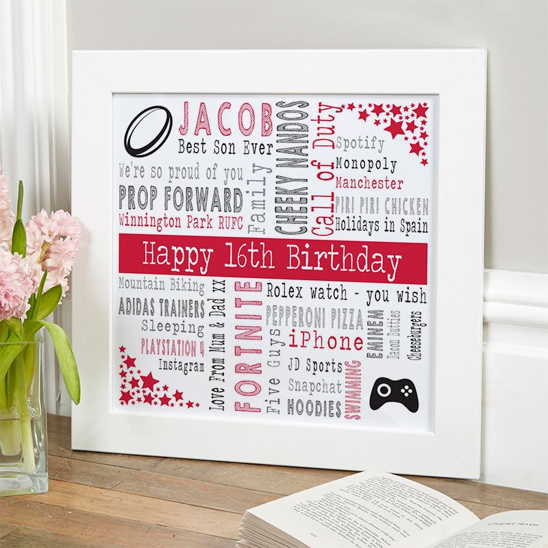 16th birthday gift ideas for boys personalised picture