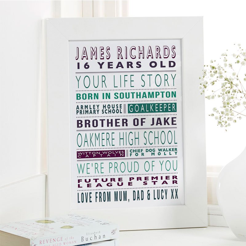 16th birthday present ideas for boys personalised life story