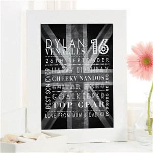 boys 16th birthday gift idea personalised picture print 