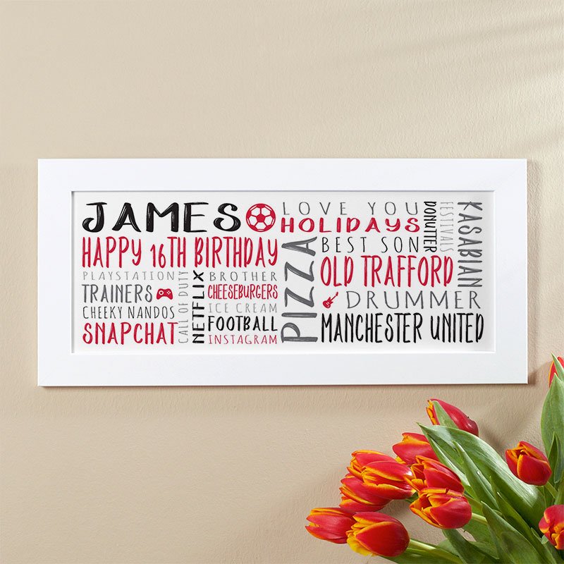 16th birthday gift ideas for boys wall art personalised panoramic print