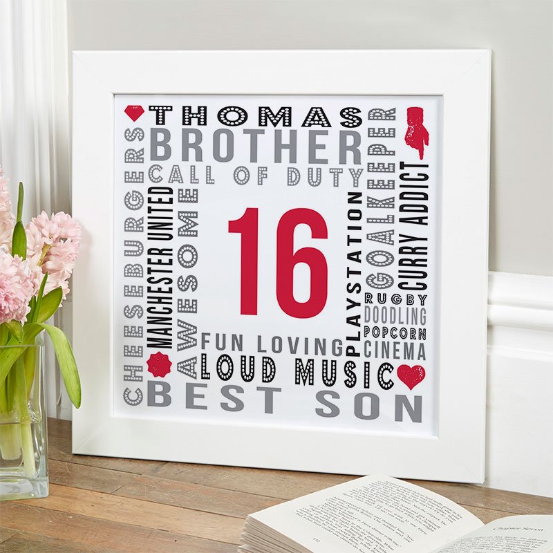 16th birthday gift for boys personalised landmark age word picture