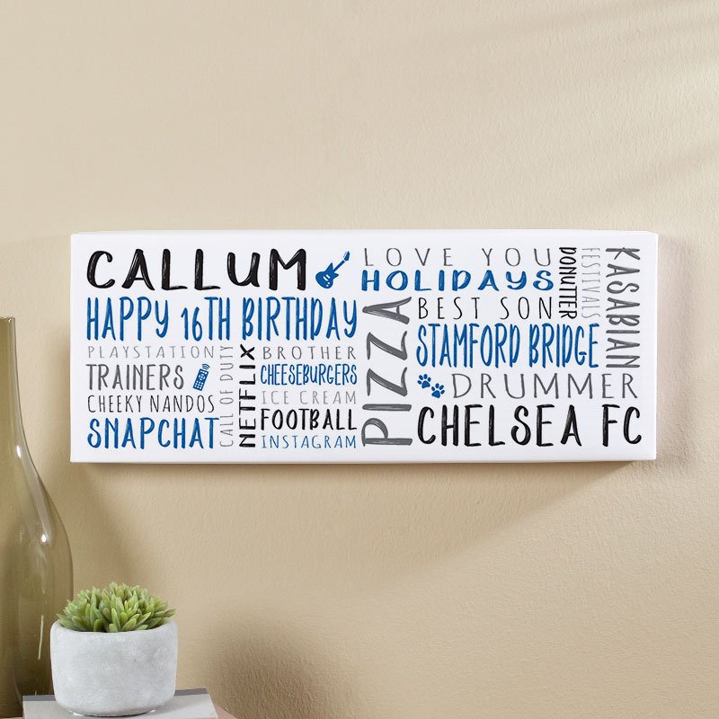 birthday gift ideas for 16 year old boy personalised panoramic word art print