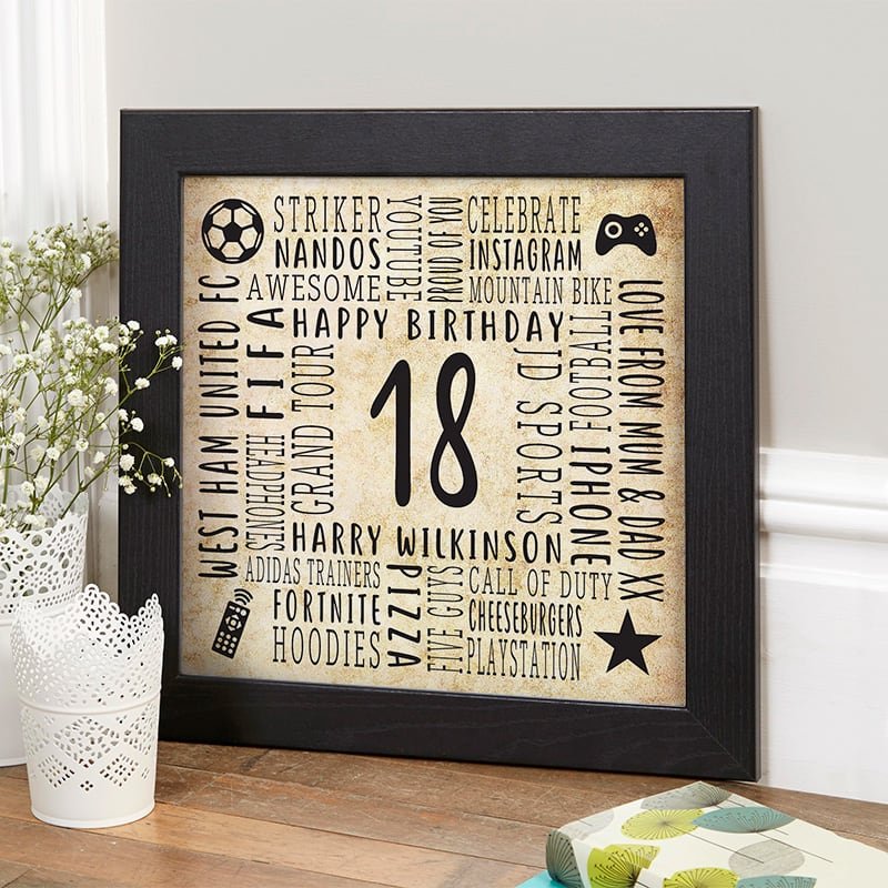 18th birthday gift ideas for men personalised framed print