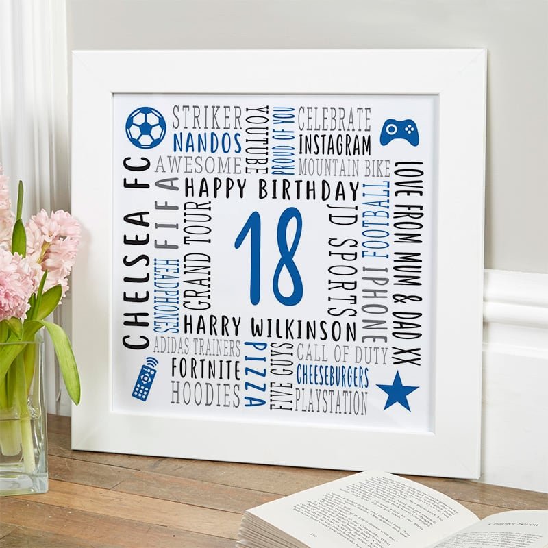 18th birthday gift ideas for him personalised word picture