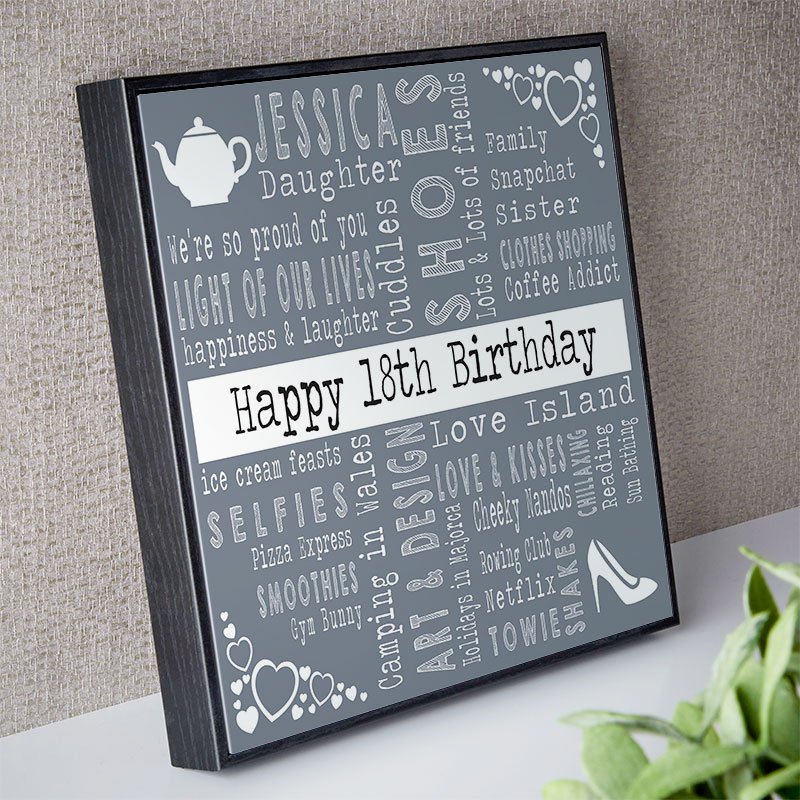 18th birthday present ideas for girls word art picture print