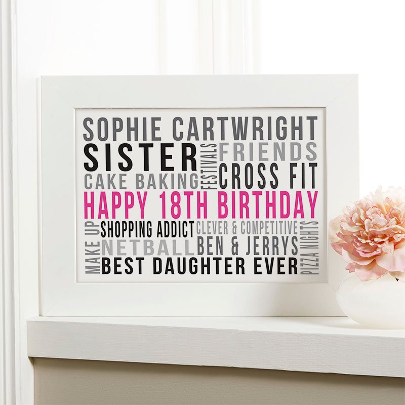 18th birthday gift ideas for girls personalised print landscape likes