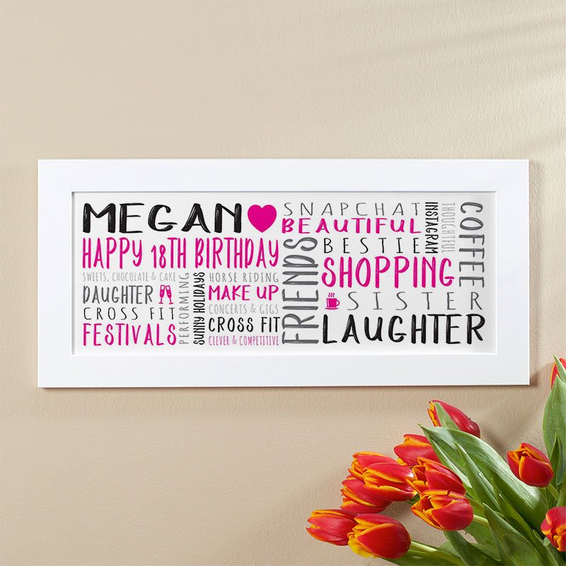 birthday gift ideas for 18 year old girl personalised panoramic word art print