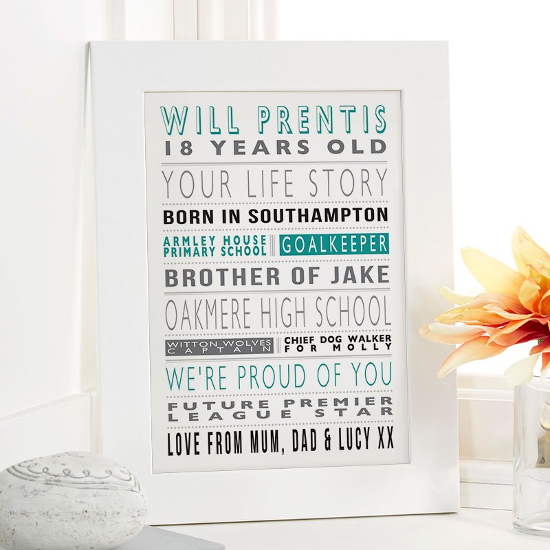 life story 18th birthday personalised gift