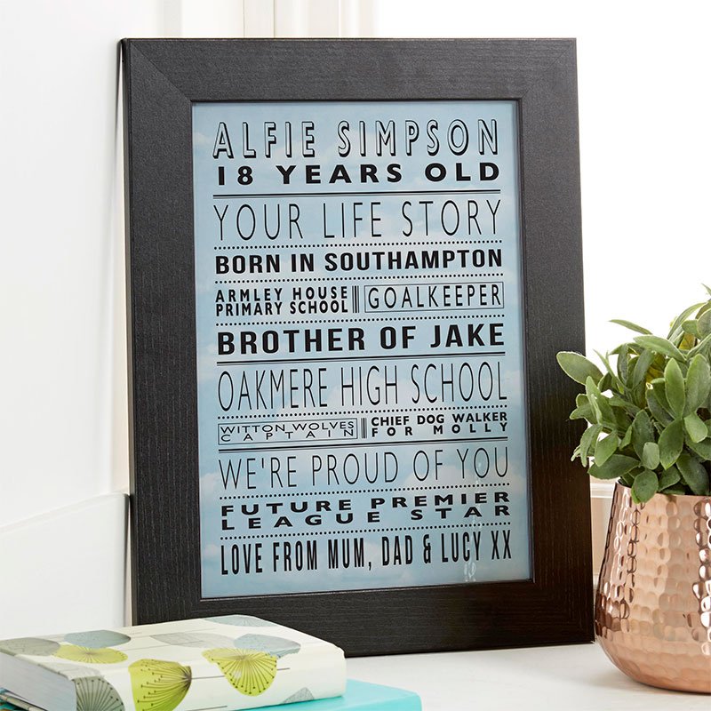 18th birthday present ideas for boys personalised life story